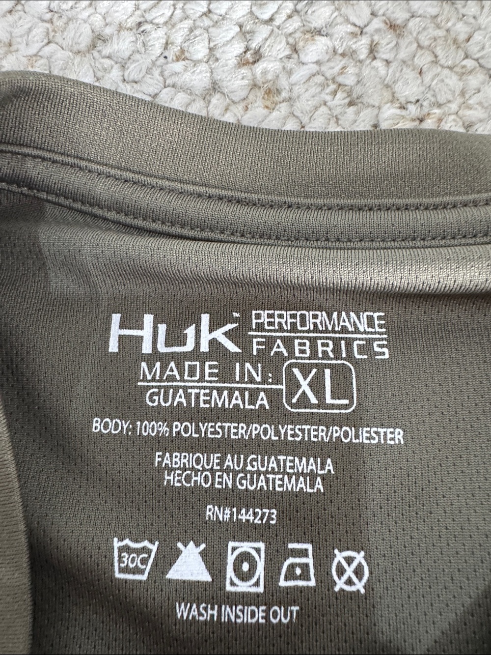 Huk Olive Green Performance Fishing Long Sleeve Shirt with White Logo - Picture 2 of 4
